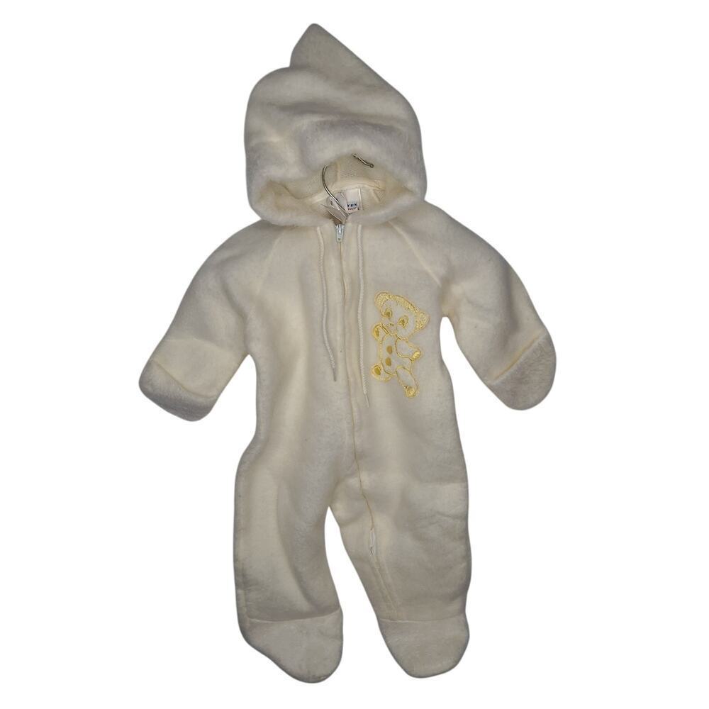 Vintage Quiltex Gnome Hooded Sleeper Fleece Zippie Teddy Bear Bunting Retro